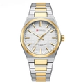 Business quartz men's watch with two-tone stainless steel strap and textured dial - Two-Tone White Dial Men