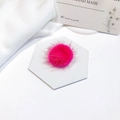Close-up of fluffy pink faux fur pompom ball for DIY craft accessories and hair decorations - 4# Deep Pink
