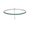 S925 sterling silver tennis bracelet with brilliant round-cut green cubic zirconia stones - Machine-made Tennis Chain 2mm Green Zirconium Electroplated White Gold Approx. 3.17g.
