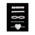 Silver decorative metal loops with rhinestones for silicone watch bands in 5-piece set - D3037 Heart/Bowtie Set 27