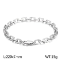 Silver stainless steel interlocking O-chain bracelet, 220x7mm with lobster clasp - Bracelet / Steel