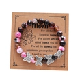 Pink and black spotted beaded bracelet with silver butterfly charms on a Mom gift card - Black Pink Agate Butterfly Bracelet