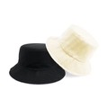 Cappello a secchiello reversibile in cotone nero e bianco crema con tesa corta - S Bambini (54-56cm) / Esterno Beige Interno Nero