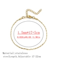 18K gold plated stainless steel 1.5mm twisted chain bracelet with lobster clasp - Baby's Breath Style / 1.5mm Wide (17+5cm) / Gold