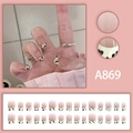 Uñas postizas cuadradas cortas con diseño francés de leopardo y base color nude - Estilo de Estampado de Leopardo (A869) - Con Pegamento