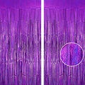 Tenda a frange olografica viola per sfondi festa con effetto scintillante laser - 1m*2m / Viola Laser