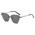 Occhiali da sole Y2K geometrici cat eye in metallo nero con lenti scure sfumate - Montatura Nera Lente Grigio Nero