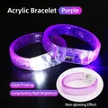 Purple LED light up acrylic bracelet with glitter and glowing starry effect - Large Wide Bracelet / Purple