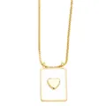 Golden square pendant necklace featuring a raised heart motif on a box chain for women - Letter C