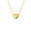 Collier pendentif coeur doré avec gravure de la lettre T en acier inoxydable poli - Lettre T (S-P143-T)