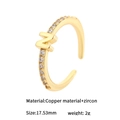 Adjustable 14K gold plated letter N ring with zircon stones in copper material - Letter N