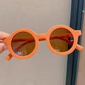 Kids round frame sunglasses with bright orange frames and dark brown tinted lenses - 1001 Red (Round)