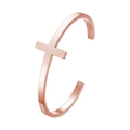 Minimalistisches C-förmiges Armband aus roségoldenem Edelstahl mit Kreuz-Design - Roségold