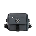 Gray nylon functional crossbody bag with adjustable strap and front buckle detail - Gray