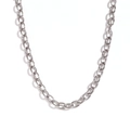 Elegant silver stainless steel link chain necklace presented on a clean white background - Cross Chain Waist Chain / Silver / 80cm+10cm