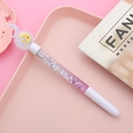 Pink quicksand gel pen with sparkling glitter and a cute yellow moon star topper - Moon White