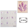 Adesivi per unghie 5D goffrati argento con gemme viola in stile metallo liquido - RJ-0050