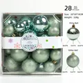 Set di 28 palline di Natale verde menta da 4/5/6cm con finiture lucide e glitterate - verde chiaro