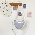 White heart-shaped Ita bag with clear window and adjustable strap for JK style - With Display Board / White
