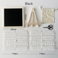 DIY black felt letter board set with wooden frame, easel stand and 340 white characters - Message Board / Black
