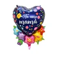 18-inch heart-shaped foil balloon with flowers and Te amo mamá text for Mother's Day - Heart Flower Spanish Mother's Day