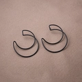 Minimalist silver needle crescent moon stud earrings in black metallic finish - Black Minimalist Crescent Earrings