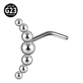 Solid G23 titanium L-shaped nose stud with seven graduated silver beads on white background - Gradient Seven-Ball Row (Style 18 L-Shaped) / 0.8x7mm