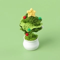 Handmade crochet green Christmas tree in white ceramic pot with yellow star and red balls - Star Style 3-Layer Christmas Tree Potted Plant / Gradient Green