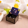 Hand-cranked wooden music box featuring Nightmare Before Christmas Jack and Sally design - Halloween L