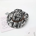 Outdoor camouflage western cowboy hat with wide brim and braided rope for sun protection - Gray Camouflage
