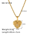 Detailed view of 2cm gold heart book locket with rhinestone inlay and chain dimensions - Hollow Rhinestone Heart (NB-N1018) / Gold