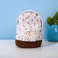 Floral canvas mini coin purse in backpack shape with Natural Life label and red flowers - White
