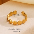 Adjustable heart-shaped stainless steel open ring in a luxury golden finish, 2g weight - Gold Heart Ring 3