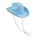 Detailansicht eines hellblauen Western-Cowboyhuts aus Filz mit Kinnriemen - Erwachsene / Hellblau