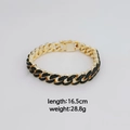 Bracelet à maillons cubains dorés avec pierres noires, 16,5 cm. Bijou hip hop élégant. - Noir