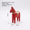 Small red Dala horse figurine with hand-painted floral patterns and wooden finish - Red Horse - Small