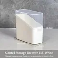 White Japanese cheese slice organizer box with transparent lid and dimensions measurement - Cream