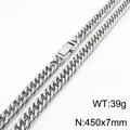 Massieve zilveren hiphop curb ketting voor heren in 450x7mm met metalen sluiting - 7mm*450mm / Zilver