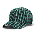 Gros plan d'une casquette à carreaux verts montrant le tissu tissé et les coutures - Taille Unique (56-60cm) / Vert Foncé
