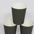 Three stackable black disposable paper cups with white interior for coffee and parties - 10 Pieces Pack / Dark Gray