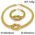 Polished gold stainless steel knot necklace and bracelet set with size specifications - 6mm Gold (KS226981-Z)