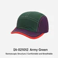 Quick-dry five-panel cap in military green and purple plaid with red brim piping - 54-58cm (Adjustable) / Army Green