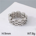 Anello a catena in acciaio inossidabile stile industriale argento, 9mm altezza e 8g - US 7 / Colore acciaio