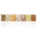 7-compartment case with iridescent AB glass crushed stones for DIY nail art and crafts - Yellow