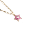 Collana a catena a graffetta dorata con ciondolo a stella in smalto rosa e zirconi - Rosa