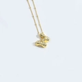 Gold butterfly pendant necklace with white crystals on a delicate beaded chain - Style W