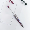 DIY beadable pen with purple iridescent finish and sparkling crystal rhinestone accents - Khaki Wine Red