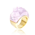 Modieuze 18k vergulde ring met brede band en een grote facetgeslepen lichtroze kristal - US 6 / Roze Goud (KR31892-K)