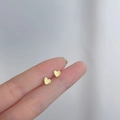 Golden 925 silver heart stud earrings with vertical textured finish for women - Brushed Heart / Gold