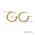 Detailed view of high polished gold stainless steel earrings with 40mm diameter and 11g weight - 40mm Classic C-Shape (E312)